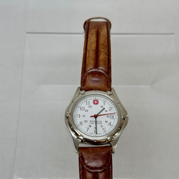 Wenger Swiss Army S.A.K. Design Watch Swiss Made Date Leather 095.0695 Working - Picture 2 of 14